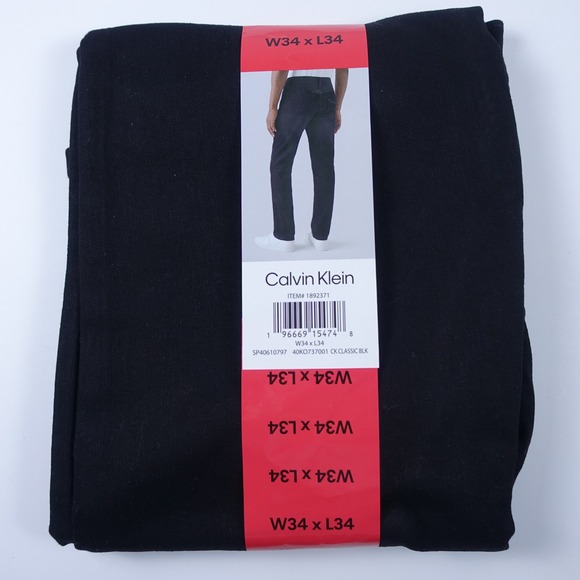 Calvin Klein Men Jeans 34x34 Straight Fit High Stretch True Black 5-Pockets NWT - Picture 3 of 4